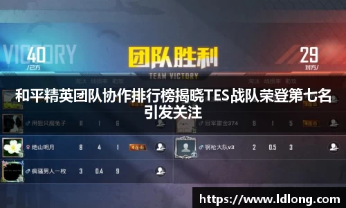 和平精英团队协作排行榜揭晓TES战队荣登第七名引发关注